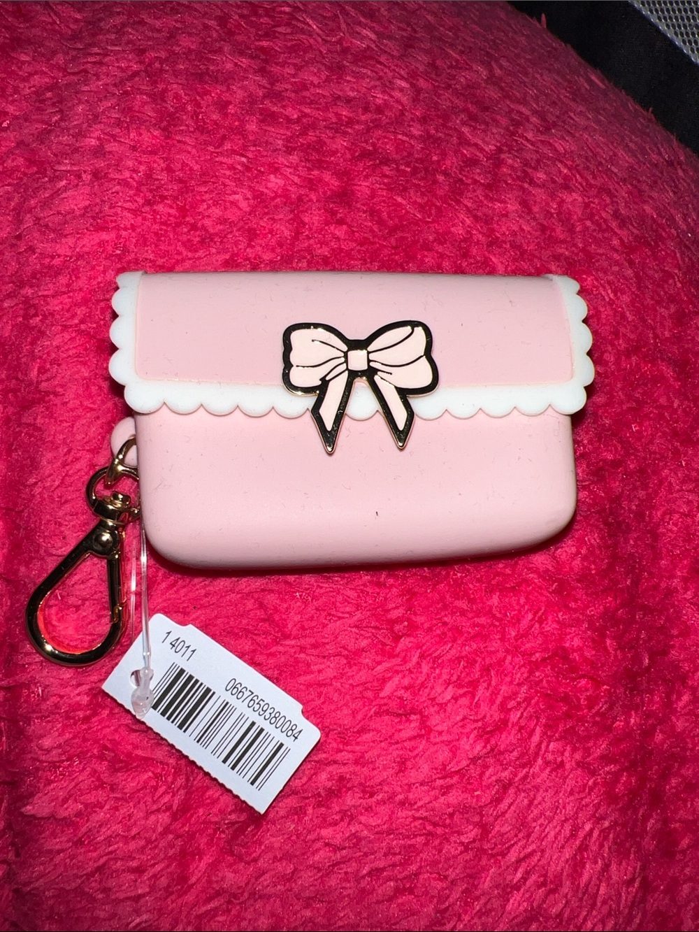 Bath and body Pocbac holder Pink Bow Accent Silicone Key Pouch